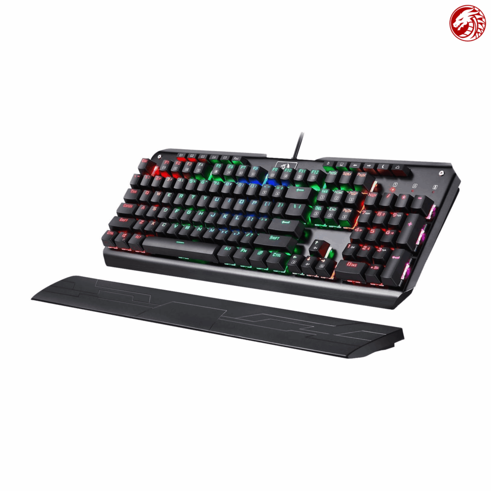 Redragon K555 Mechanical Gaming Keyboard with Blue Switches, Macro Recording, Wrist Rest, Full Size, Indrah, for Windows PC Gamer (RGB LED Backlit)