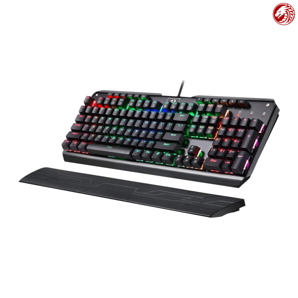 Redragon K555 Mechanical Gaming Keyboard with Blue Switches, Macro Recording, Wrist Rest, Full Size, Indrah, for Windows PC Gamer (RGB LED Backlit)